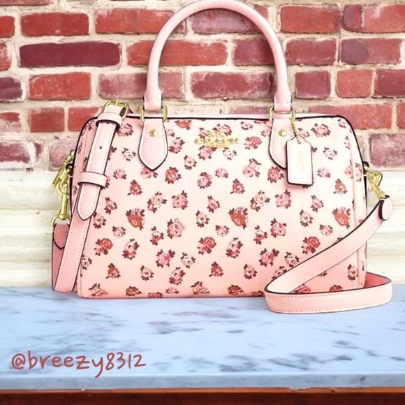 Coach Rowan Satchel Rose Print With Cherry Bag Charm And Off-Brand Duster NWT - Picture 12 of 15